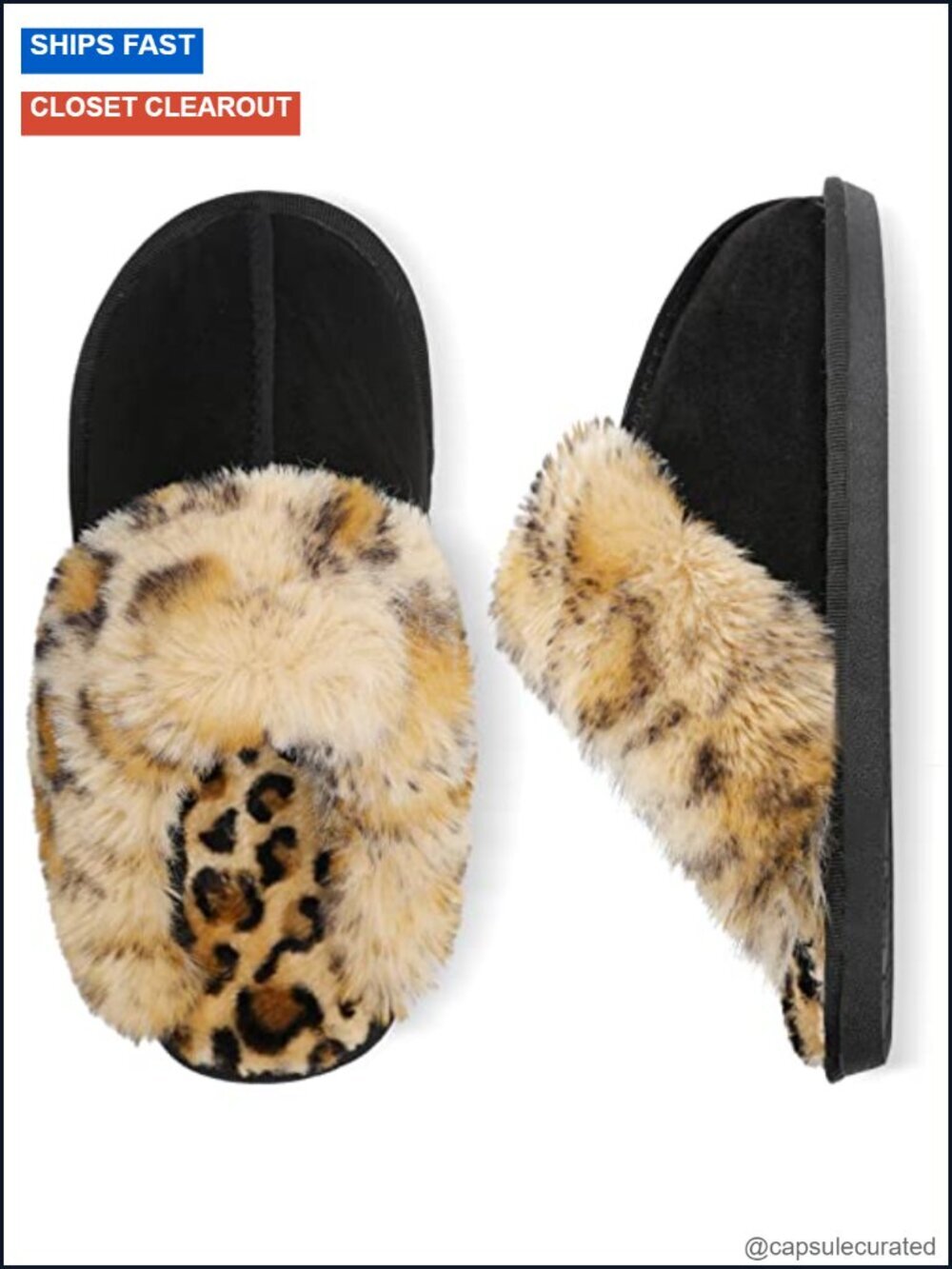 Warm Plush Faux Fur House Slippers - Open Back Slide Sandals with Memory Foam
